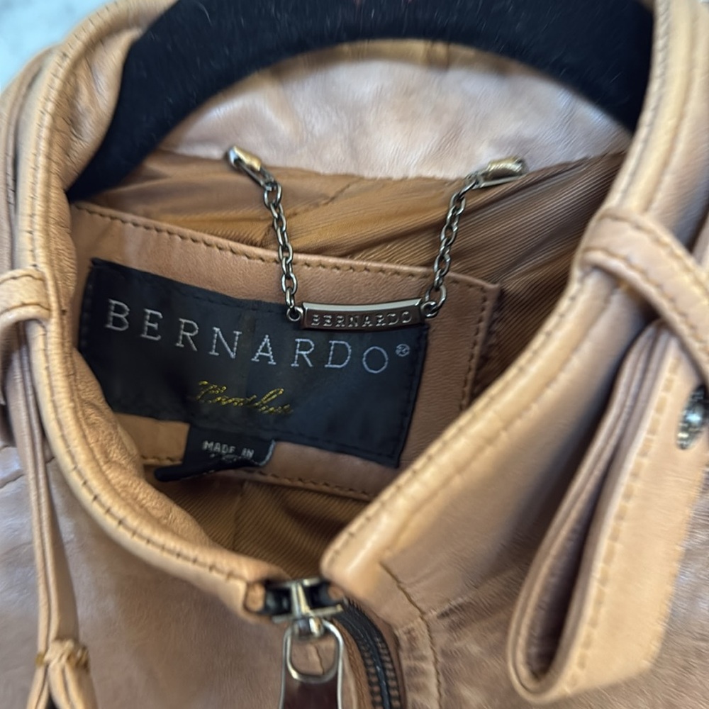 BERNARDO 100% soft LEATHER JACKET motorcycle moto  small - Picture 2 of 6